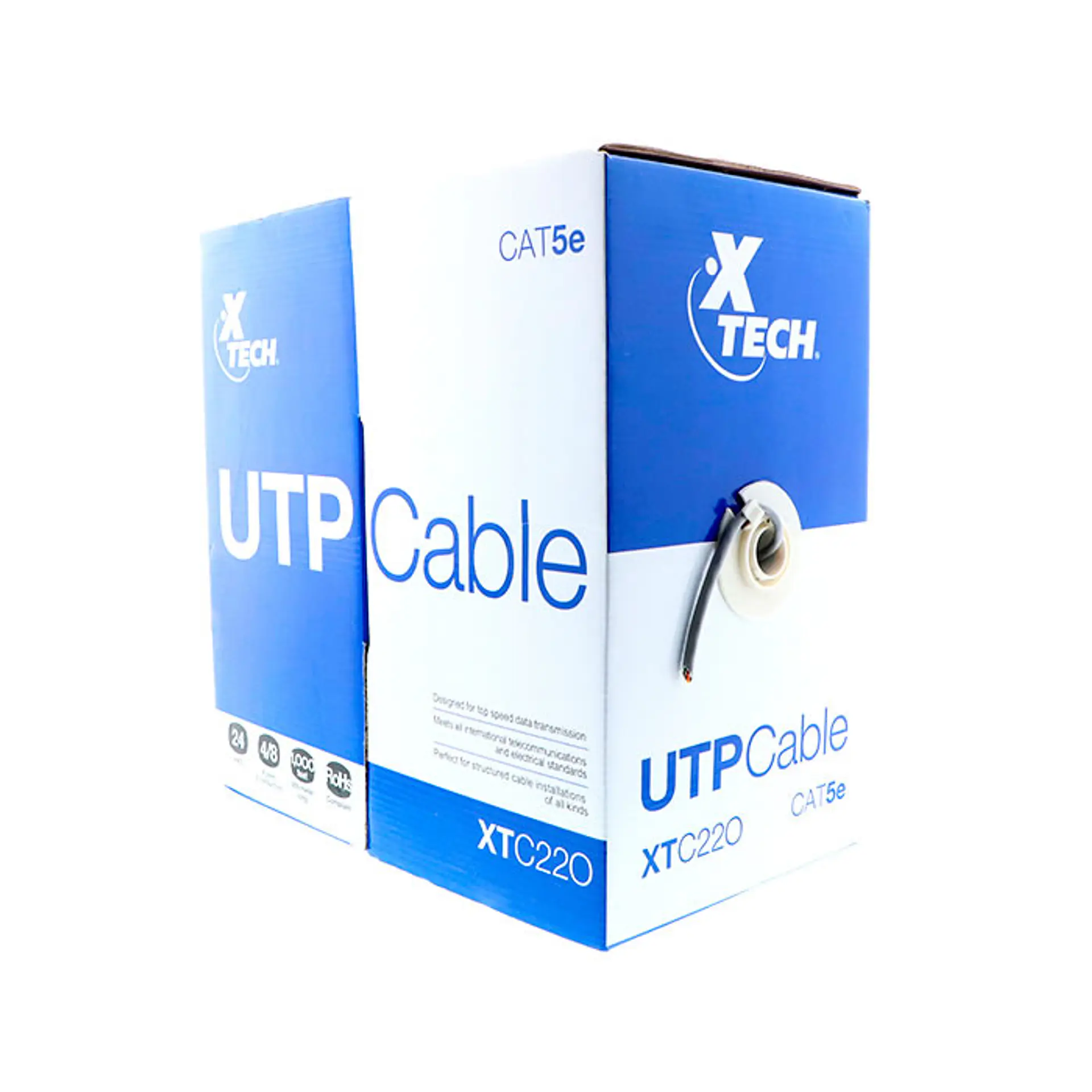Cable Red Utp Cat5e Lan Caja 305m Xtech Gris 1