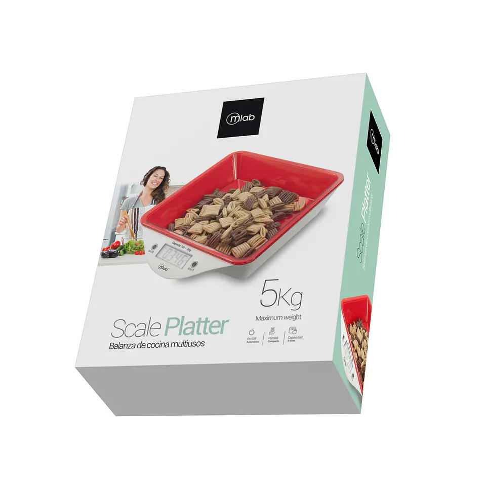 Pesa Balanza Cocina Con Fuente Mlab 5kg 2