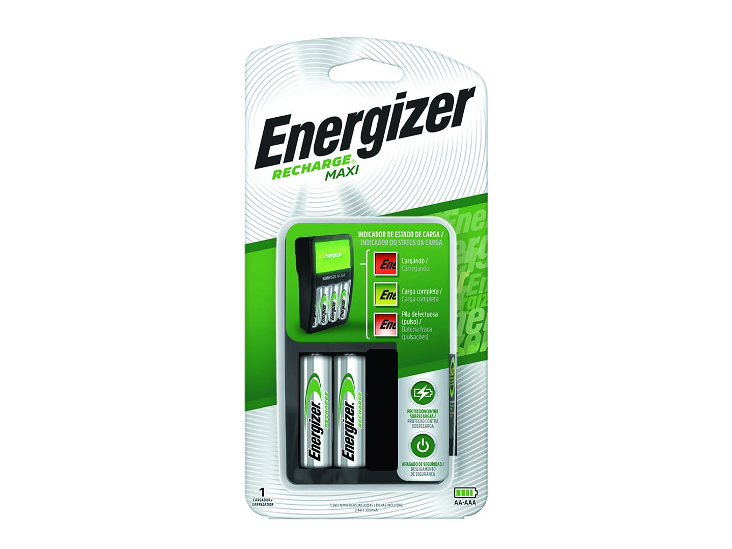 Cargador de Pilas Energizer Maxi + 2 Pilas AA 1
