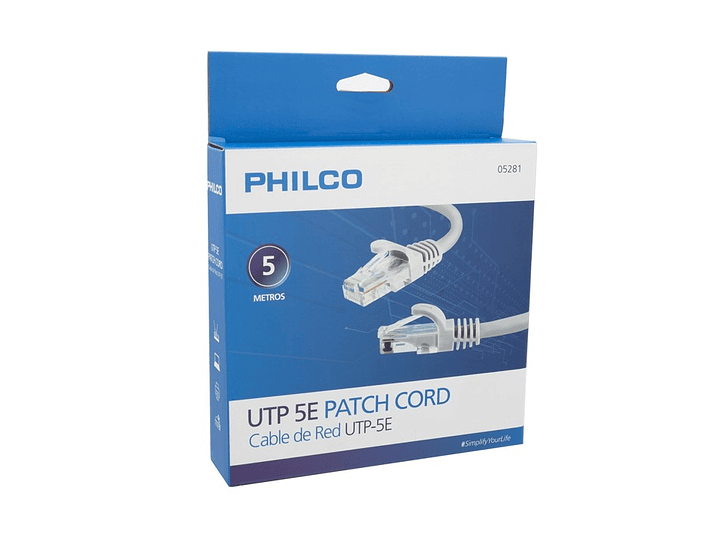 Cable de Red 5 Metros Upt Cat 5e Philco 2