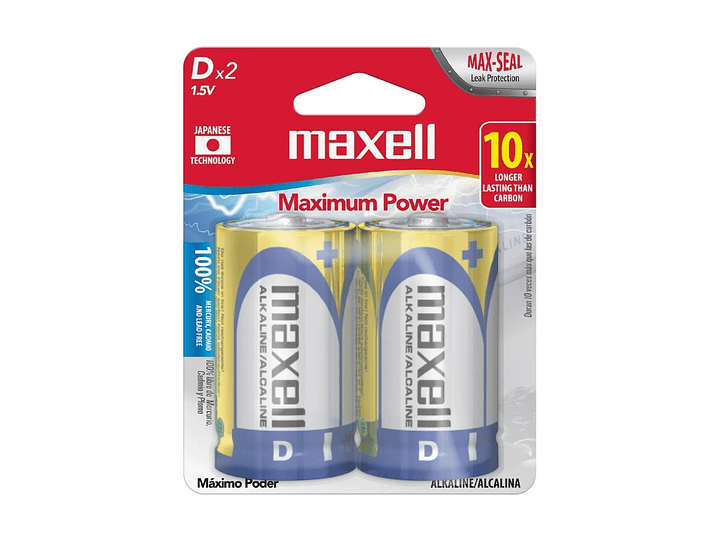Pack 2 Pilas Alcalinas Tipo D Maxell 1