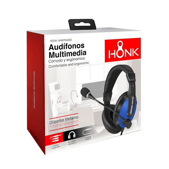 Audifonos Gamer Honk Multimedia Azul 3.5mm