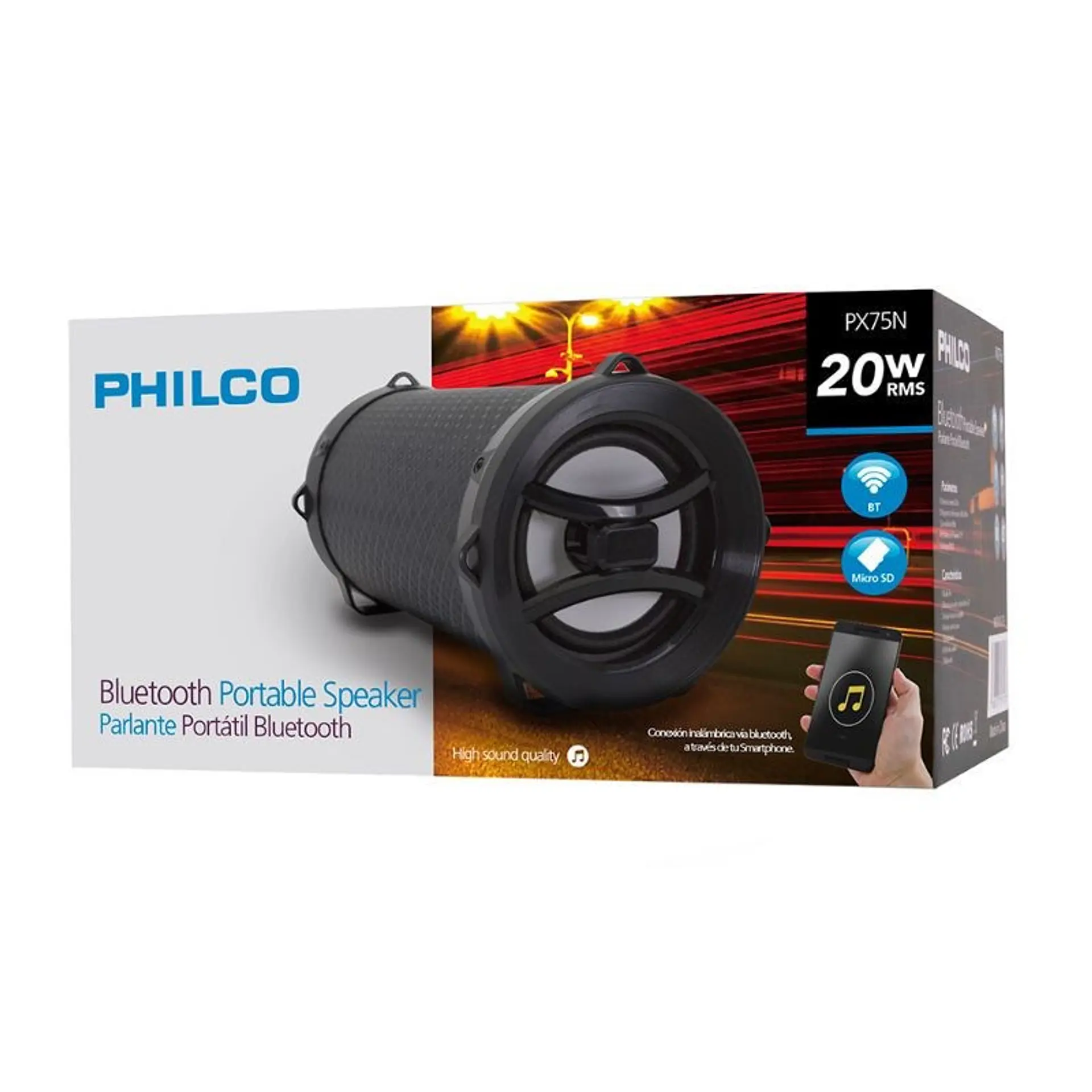 Parlante Bazooka Portable Bt Philco PX75N 20w 2