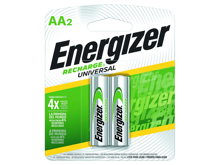 Pack 2 Pilas AA Recargables Energizer 2000mha 1