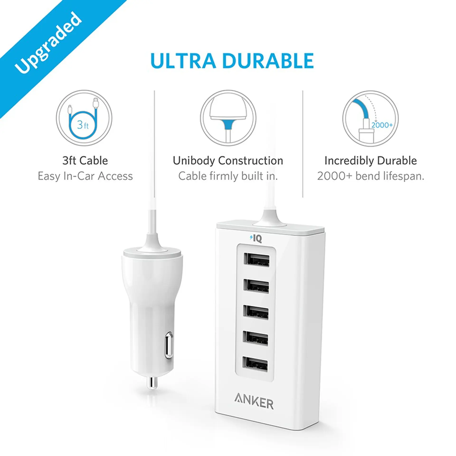 Cargador Auto Multiple 5 USB 50W Anker 2