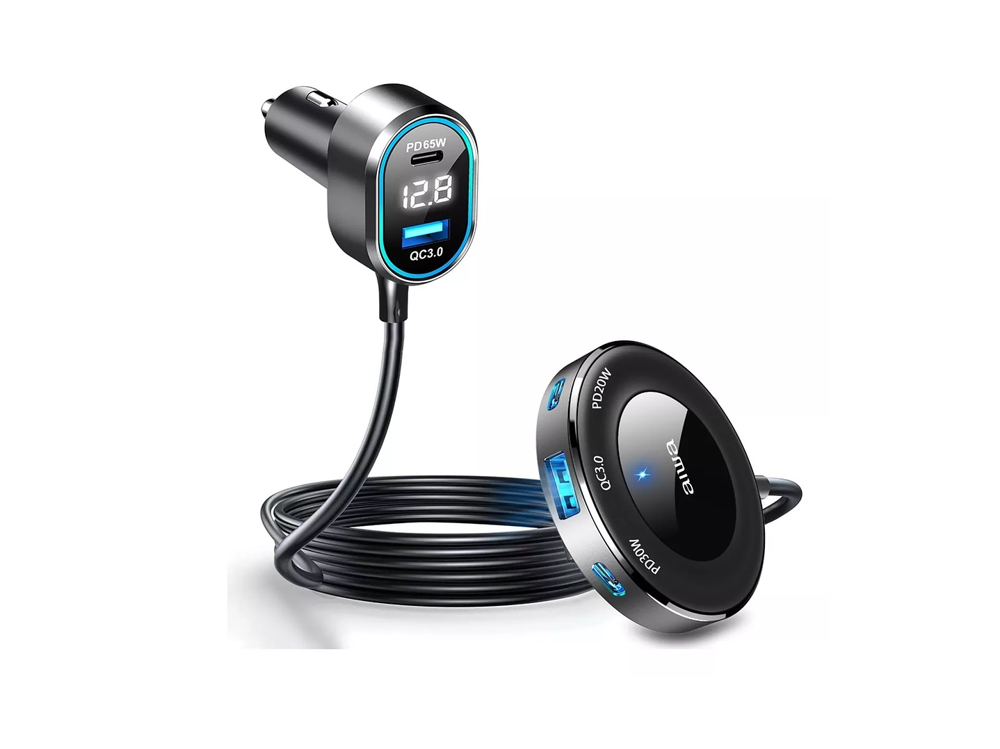 Cargador Aiwa Usb Rápido Auto Extensión Pasajeros Traseros 2