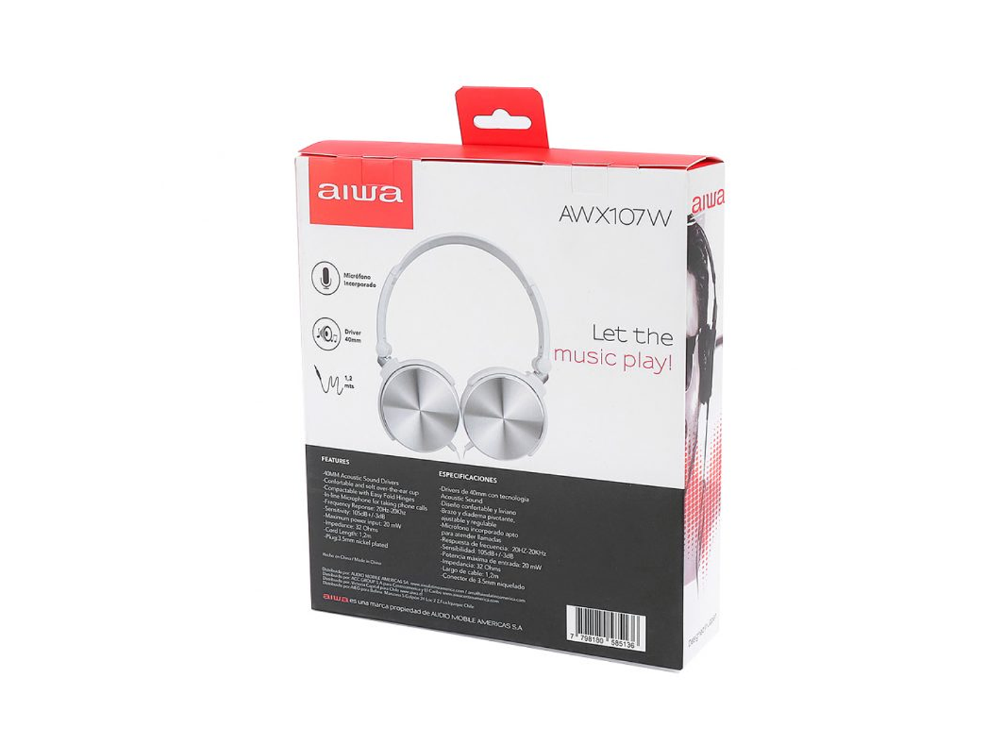 Audífono On-Ear Aiwa AWX107 Blanco 5