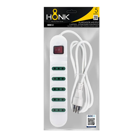 Alargador Electrico Honk 5 Mts 5Pos Switch