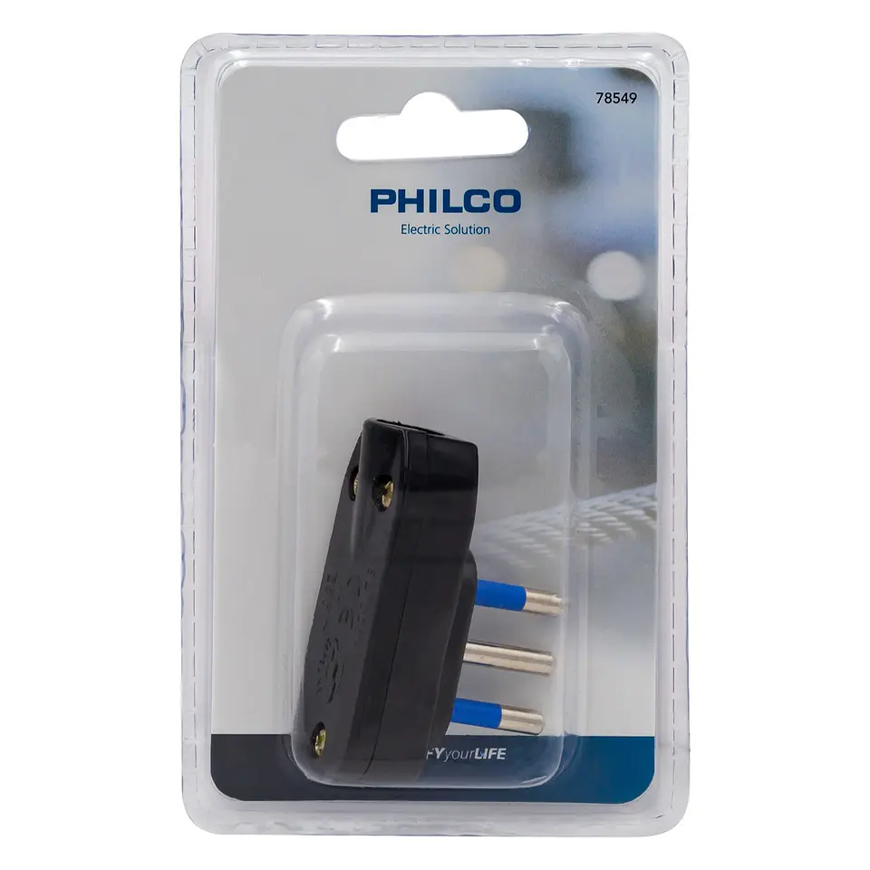 Enchufe Macho Horizontal Philco 2P+T Negro 2