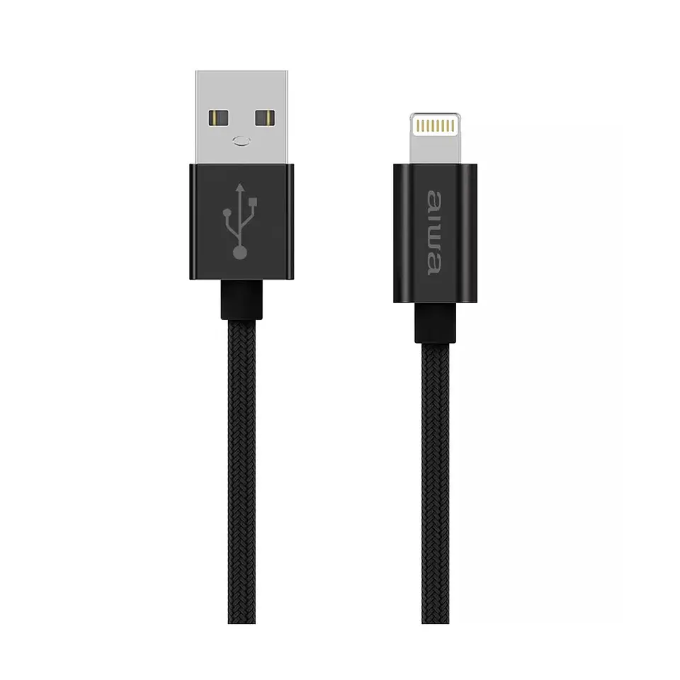 Cable Usb Lightning 1.5m Mfi Aiwa Negro 1