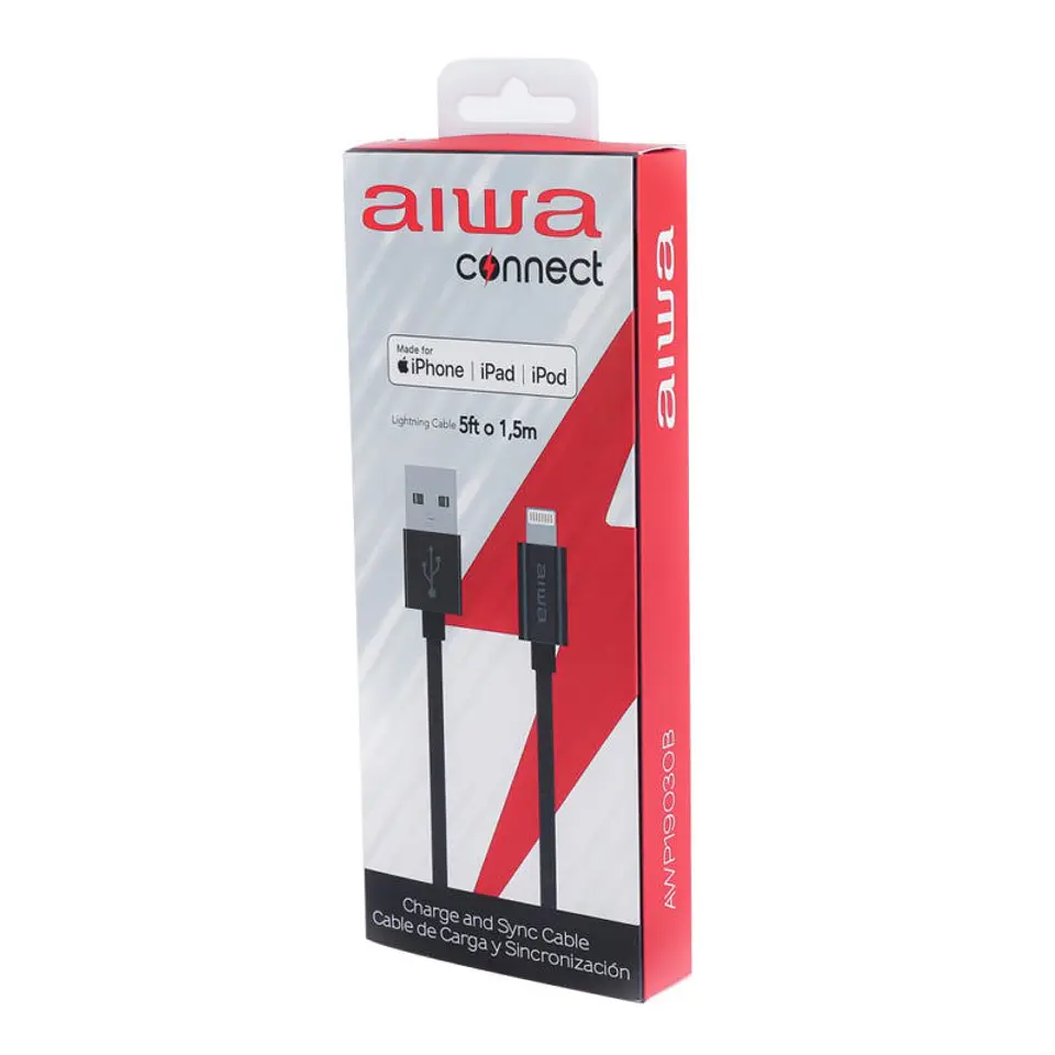 Cable Usb Lightning 1.5m Mfi Aiwa Negro 2