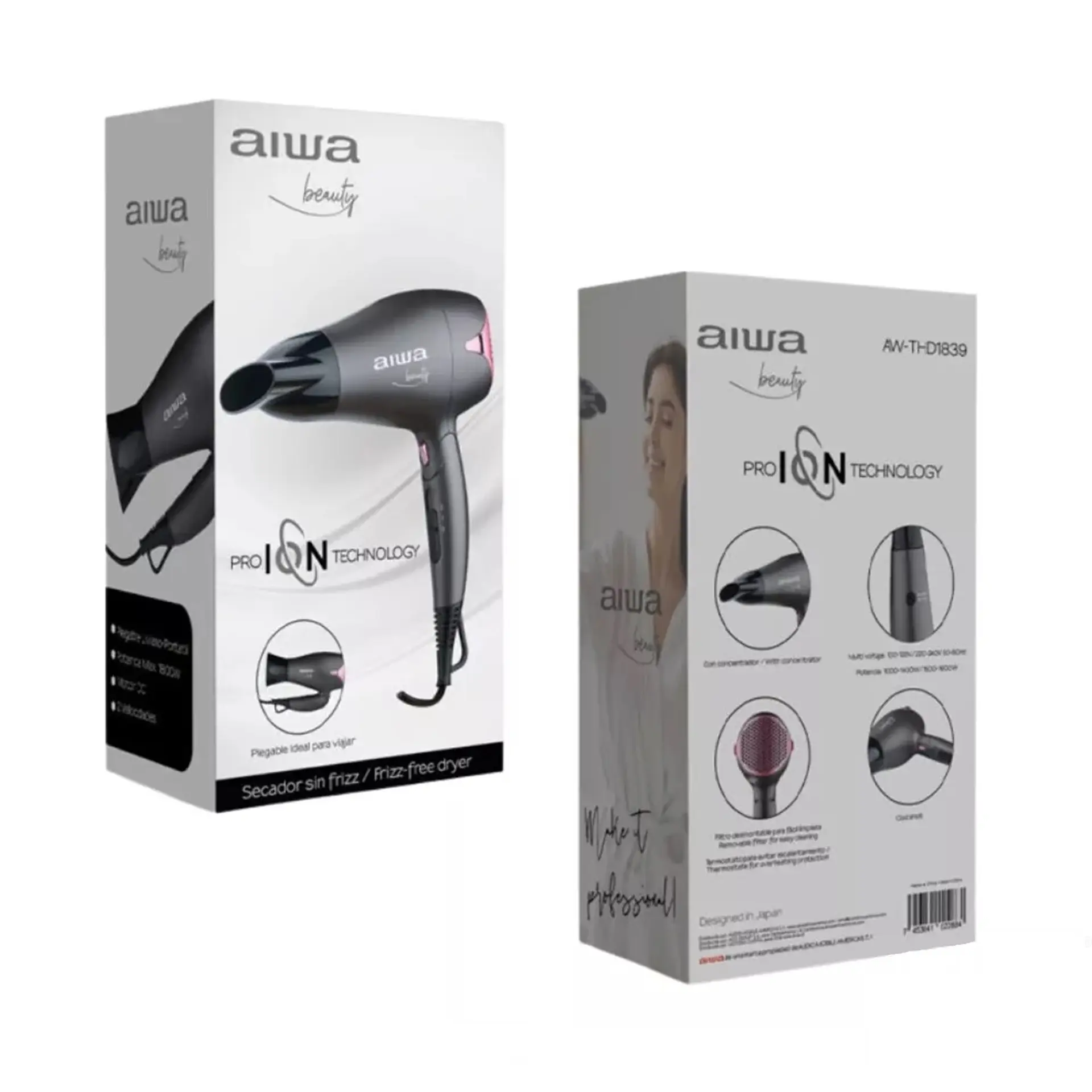 Secador de Pelo Plegable Aiwa Aw-thd1839 Negro 6