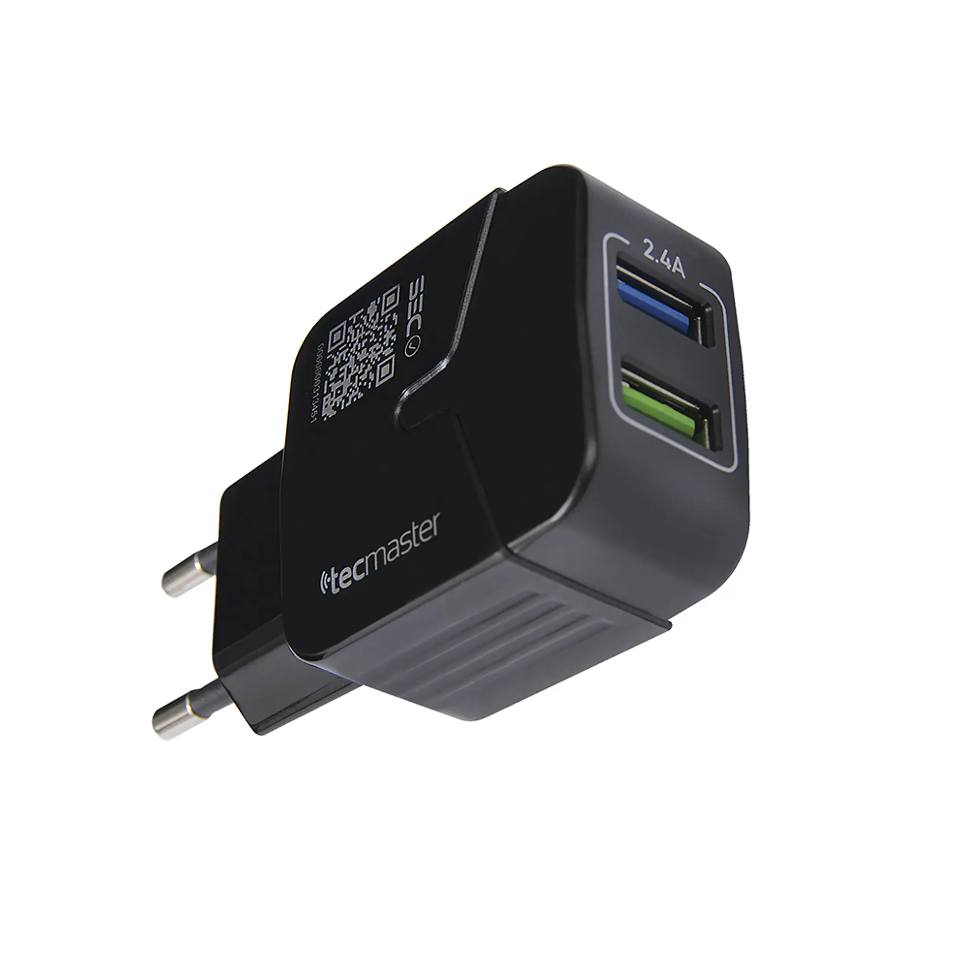 Cargador Pared 2 Usb 2.4a Max Tecmaster Negro 2