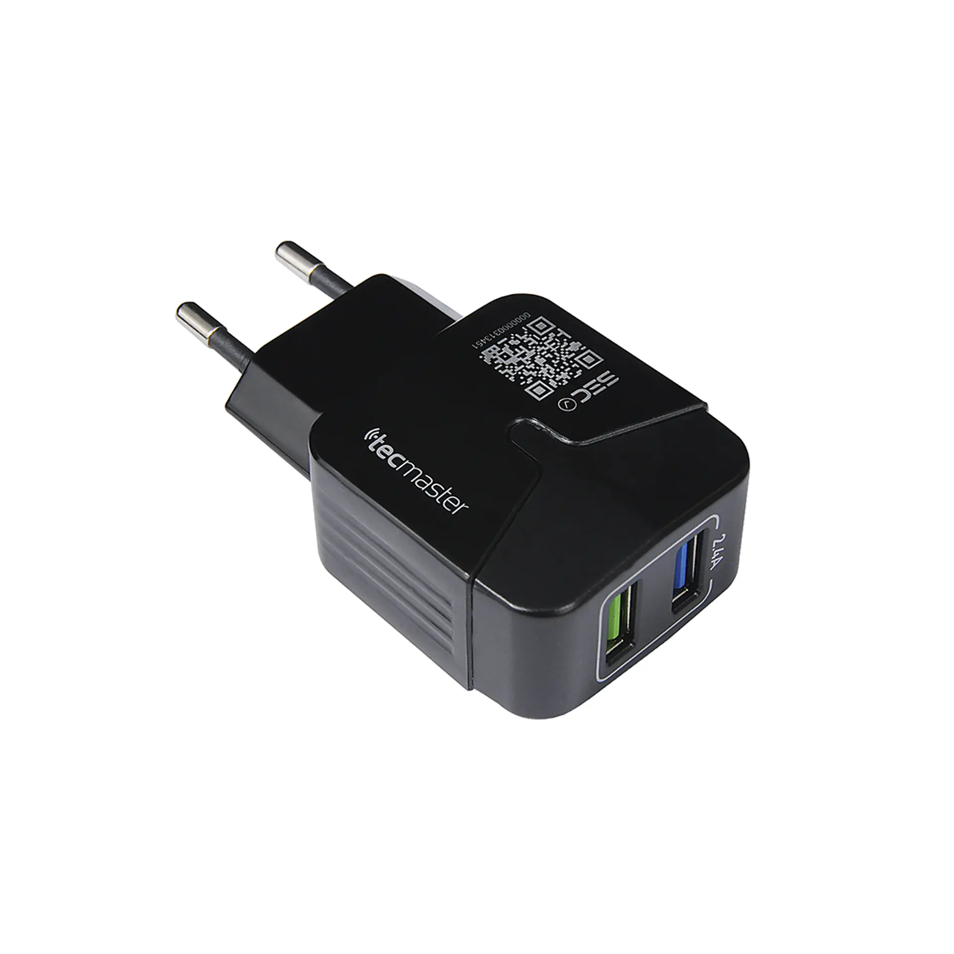 Cargador Pared 2 Usb 2.4a Max Tecmaster Negro 3