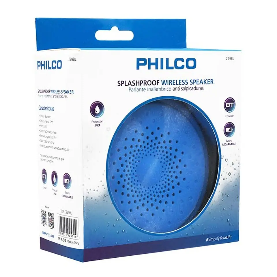 Parlante Ducha Philco Inalambrico 229BL Azul 2