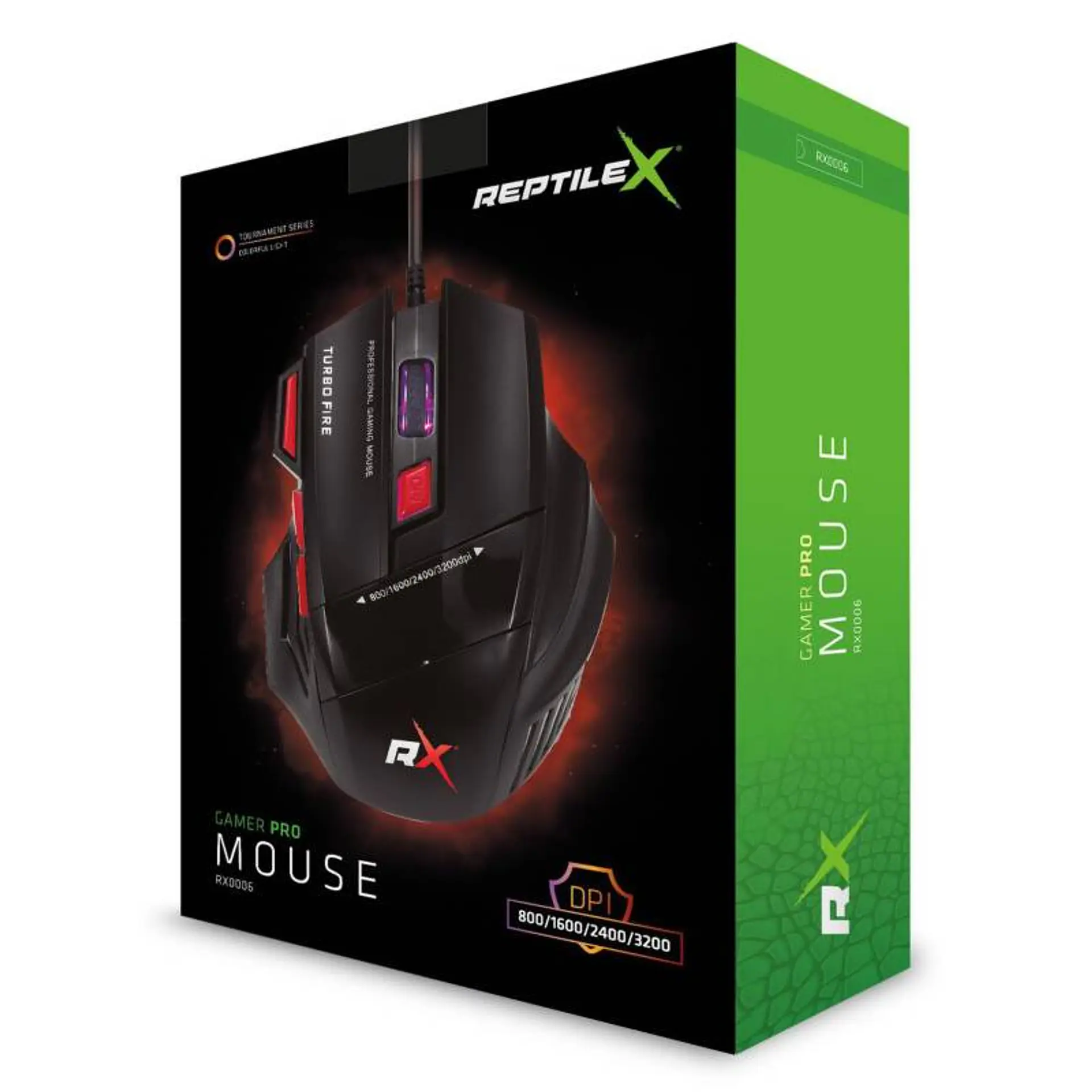Mouse Gamer ReptileX 6 3600 dpi Retroiluminado 3