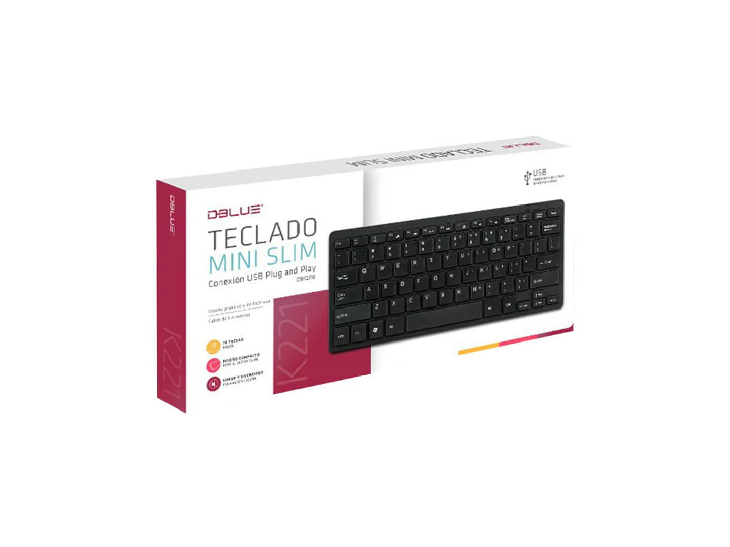 Mini Teclado Usb Dblue Negro Slim Cableado 2