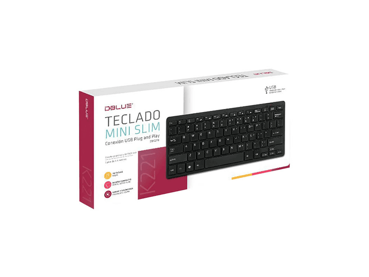 Mini Teclado Usb Dblue Negro Slim Cableado 2
