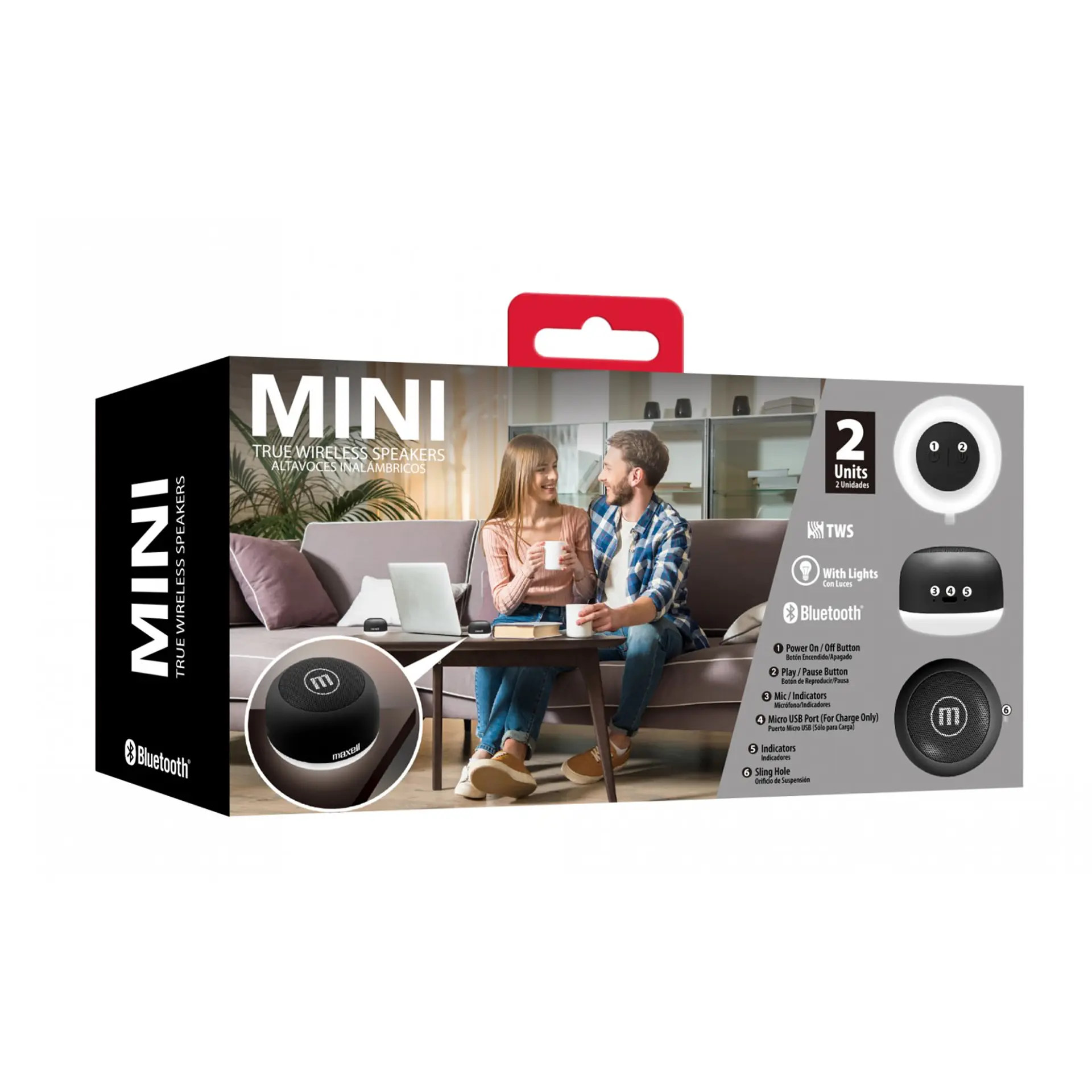 Mini Parlantes TWS BT Maxell Con Luz LED 3