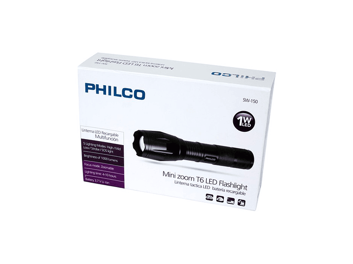 Linterna Led Cree Philco Tactica SW150 con Soporte 2