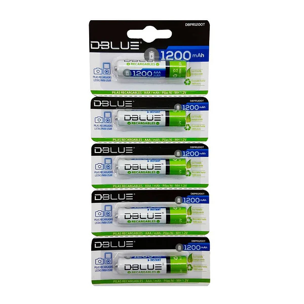 Pack 5 Pilas Recargables AAA Dblue 1200mAh
