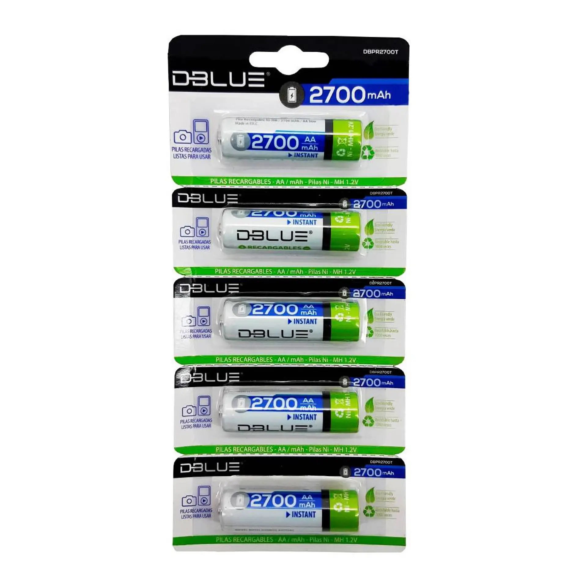 Pack 5 Pilas Recargables AA Dblue 2700mha DBPR2700 1
