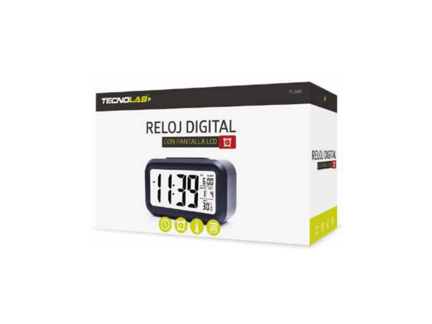 Reloj Tecnolab Pantalla Lcd TL305BK Negro Alarma 3