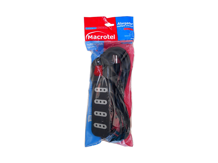 Alargador Electrico 3 Mts 4 Pos Negro Switch Macrotel 3