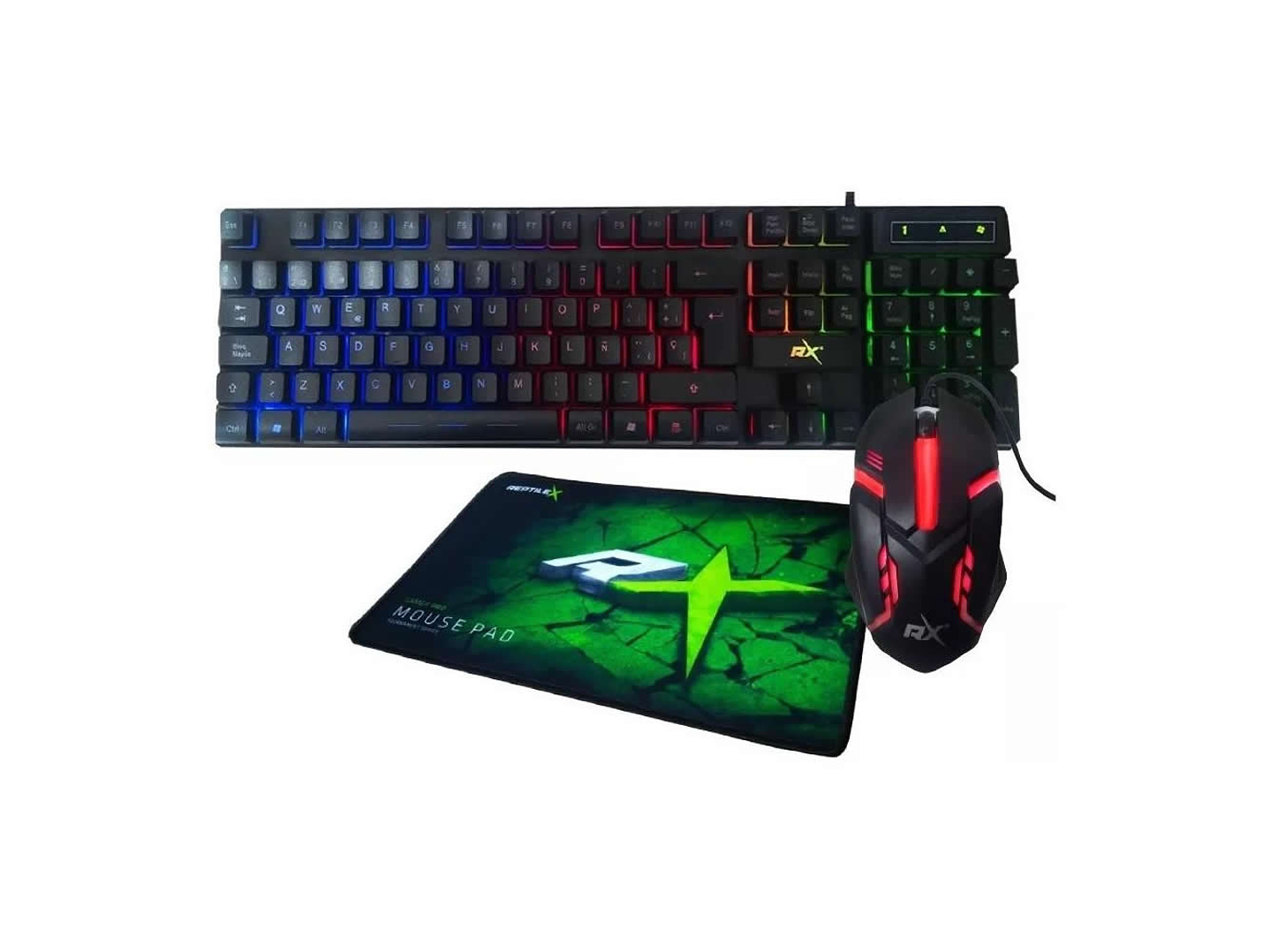Kit Gamer 3 en 1 Teclado Mouse y Pad ReptileX Led 2