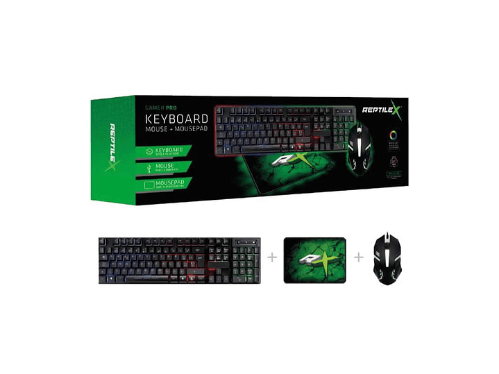 Kit Gamer 3 en 1 Teclado Mouse y Pad ReptileX Led 3