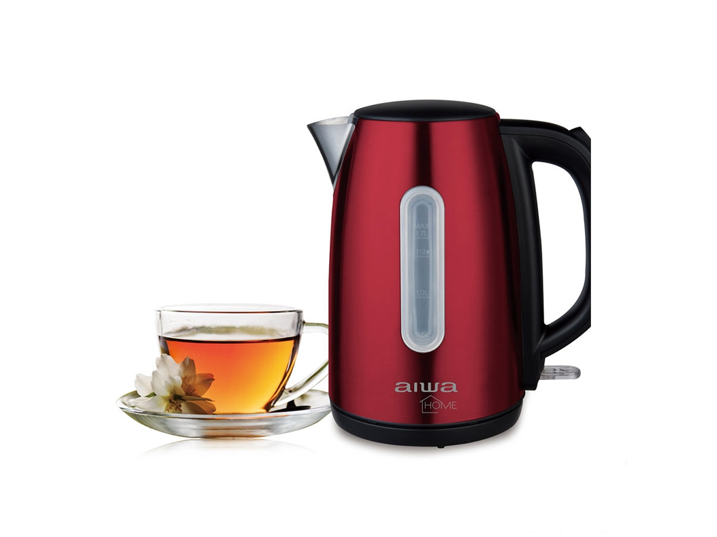 Hervidor Eléctrico Aiwa Acero Inoxidable 1,7L AW JD1402R Rojo 2