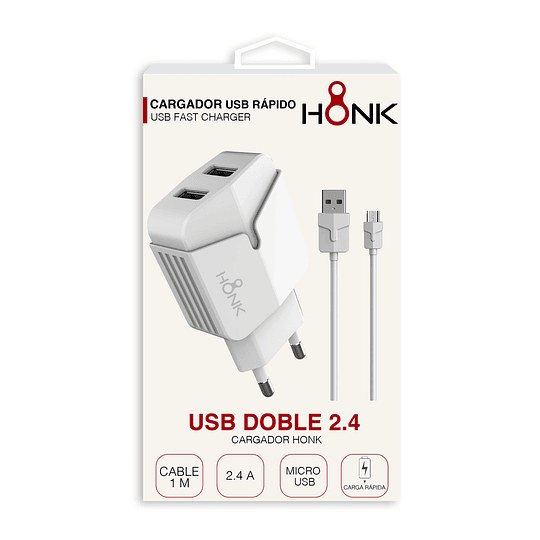 Cargador Pared Doble y Cable Micro USB Honk 2.4A