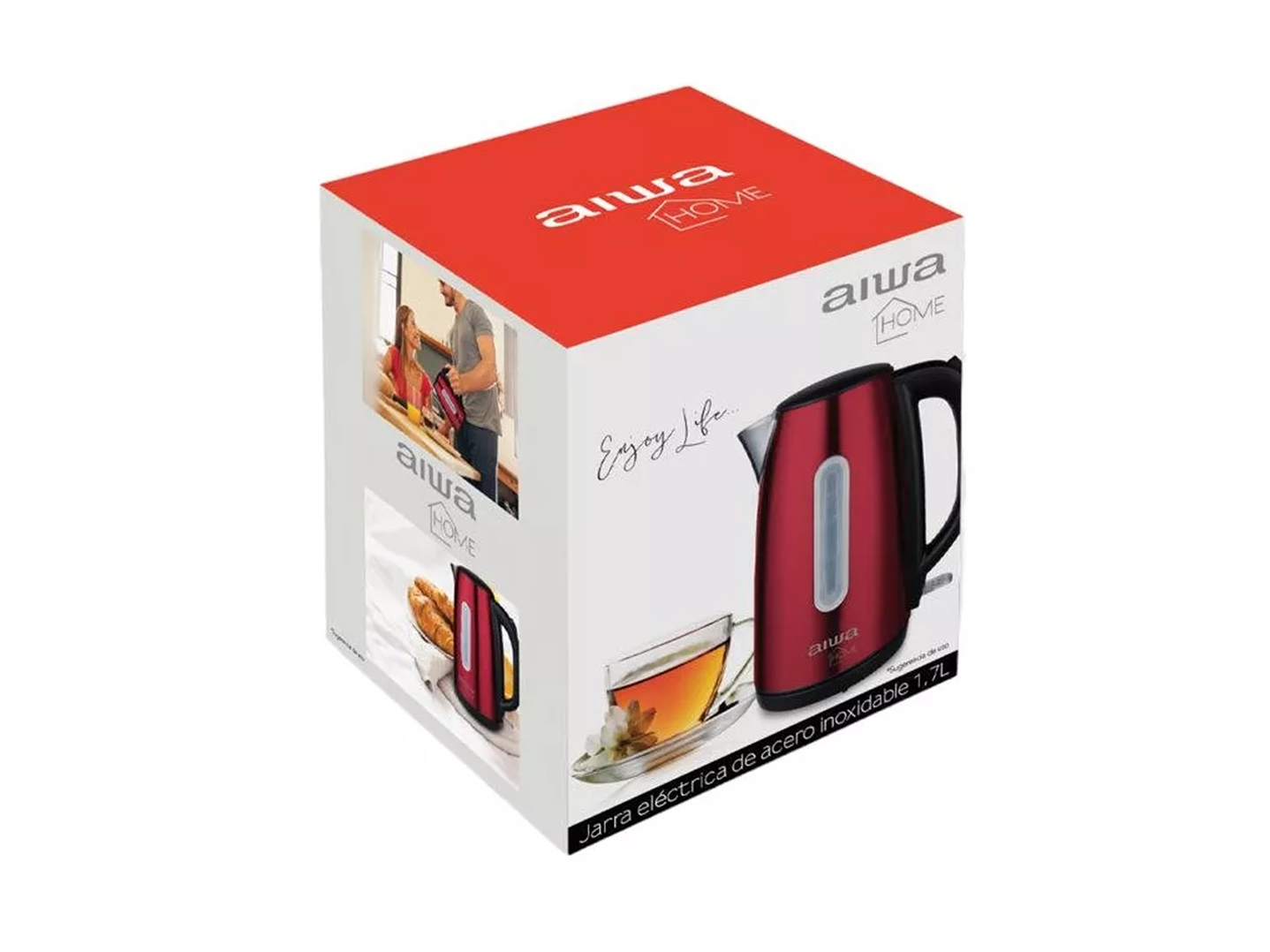 Hervidor Eléctrico Aiwa Acero Inoxidable 1,7L AW JD1402R Rojo 5