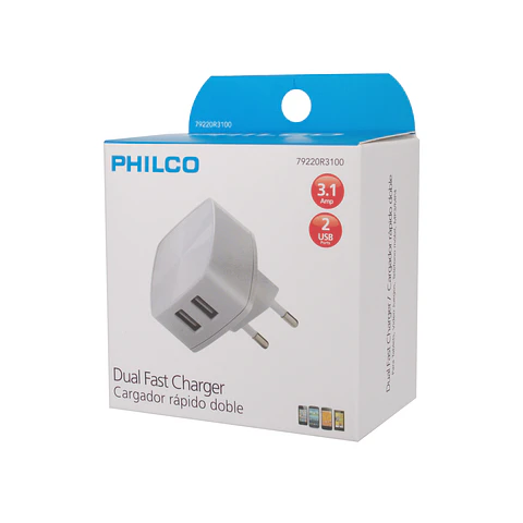 Cargador Doble Usb Carga Rapida Philco 3.2 Amp