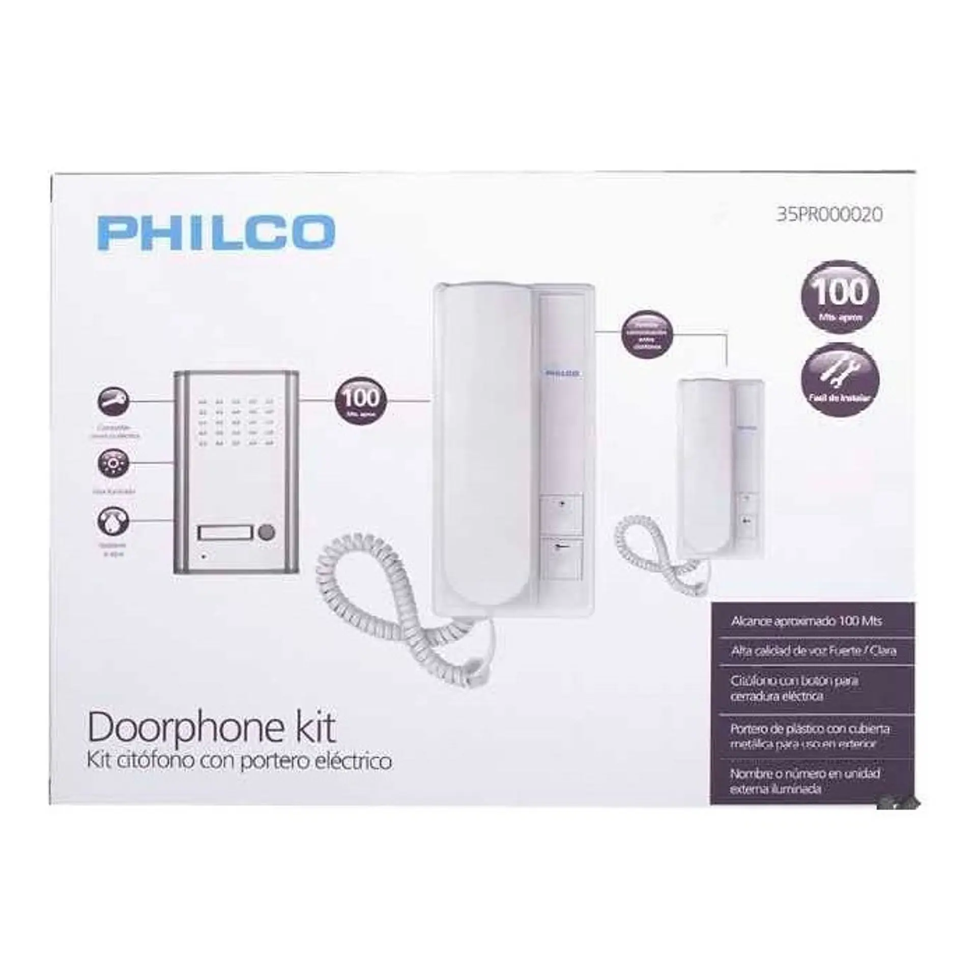 Kit Portero Electrico PR20 + 2 Citofono Philco PR20 2