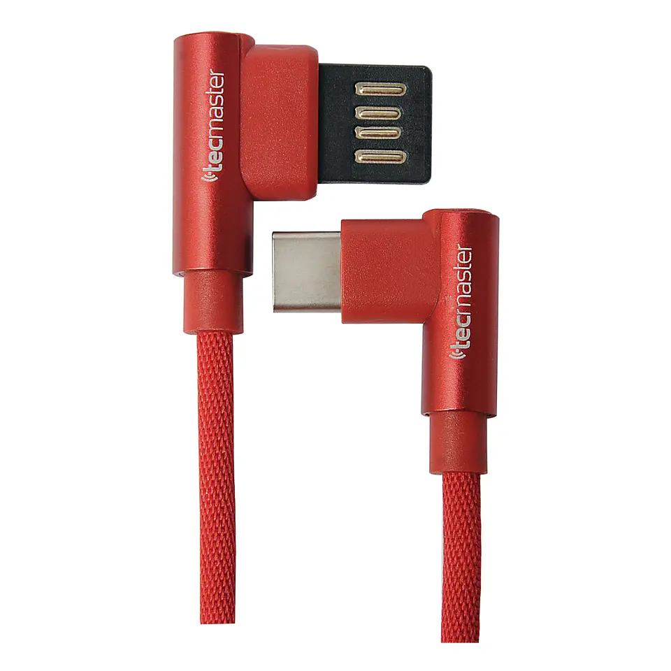 Cable Usb Tipo C Textil 90° Tecmaster Rojo 1