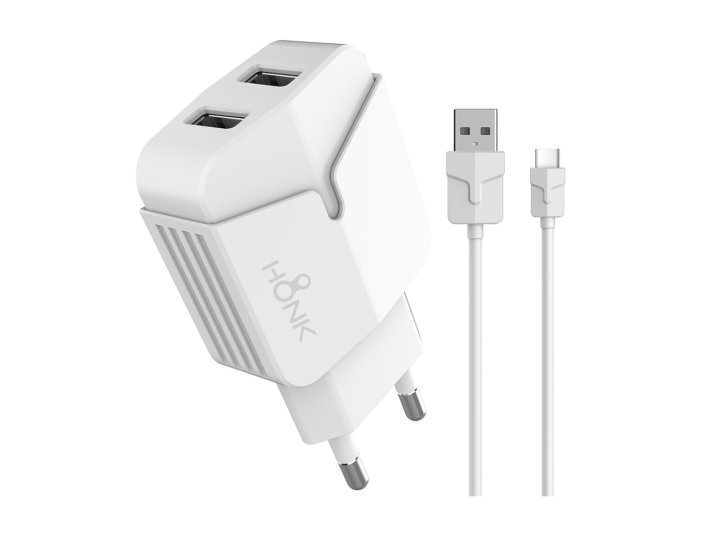 Cargador Pared Doble y Cable Tipo C Honk 2.4A 1