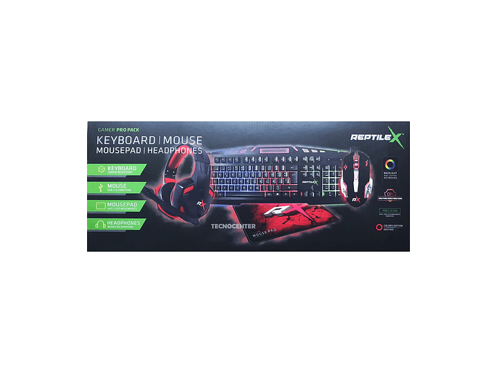 Kit 4 en 1 Gamer Reptilex Teclado Mouse Audifono Pad 3