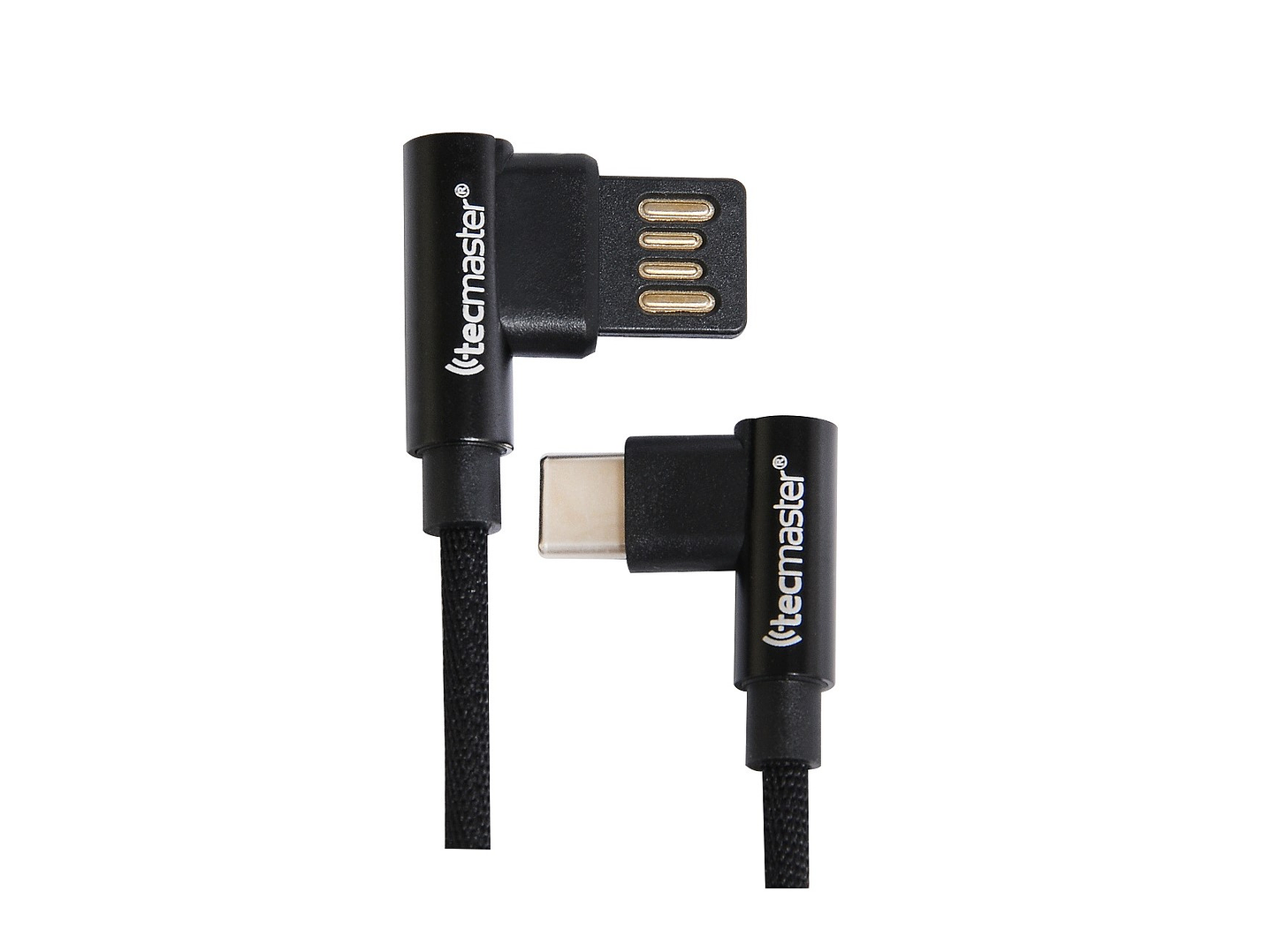 Cable Usb Tipo C Textil 90° Tecmaster Negro 1