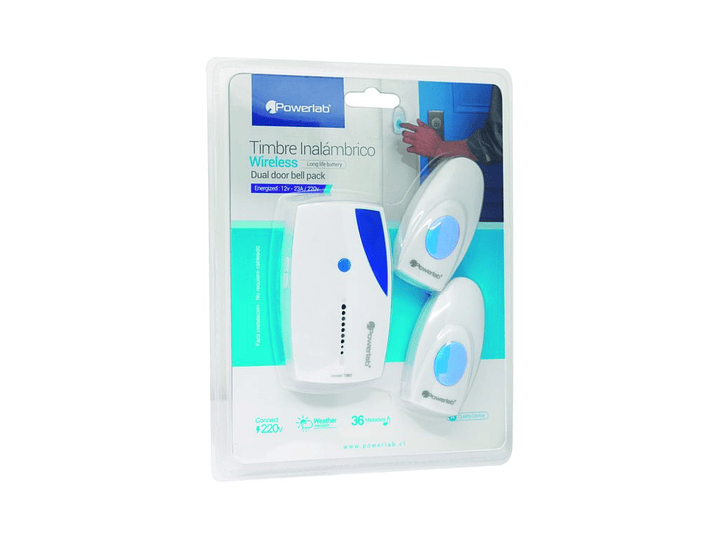 Timbre inalambrico Doble 220v Powerlab Azul 2