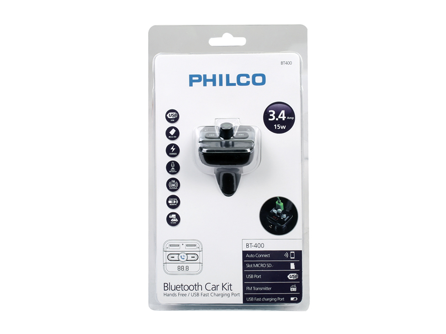 Transmisor FM Philco BT-400 Bluetooth 2