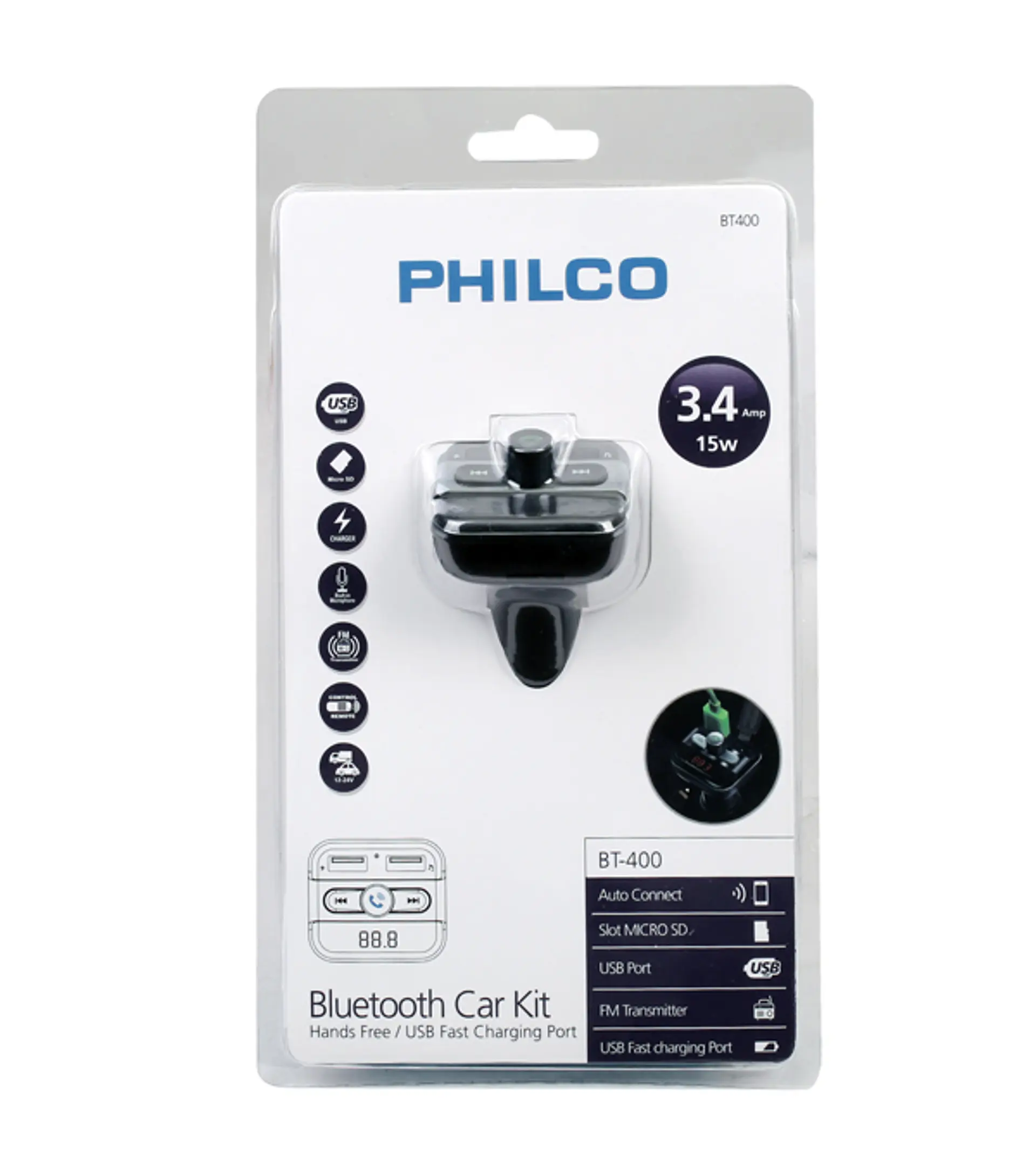 Transmisor FM Philco BT-400 Bluetooth 2