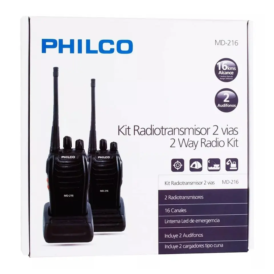 Pack 2 Radio Transmisores Walkie Talkies Philco MD216 3