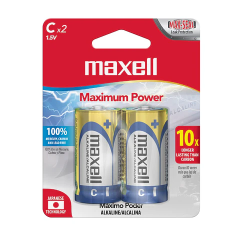 Pack 2 Pilas Alcalinas Tipo C Maxell