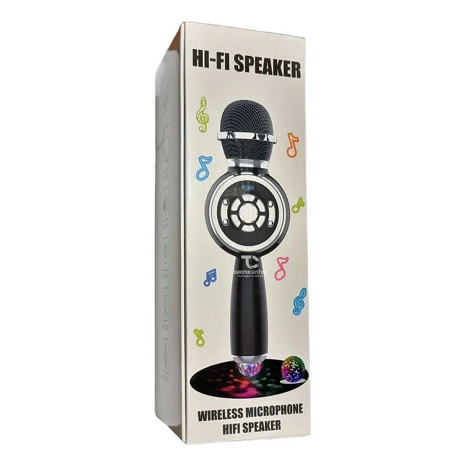 Microfono Karaoke TWS BT con luz Disco Negro 3