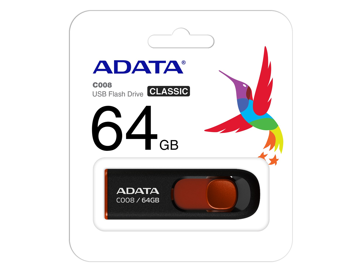 Pendrive 64GB Adata C008 Usb Negro/Rojo Classic 2