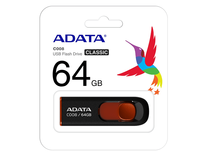 Pendrive 64GB Adata C008 Usb Negro/Rojo Classic 2