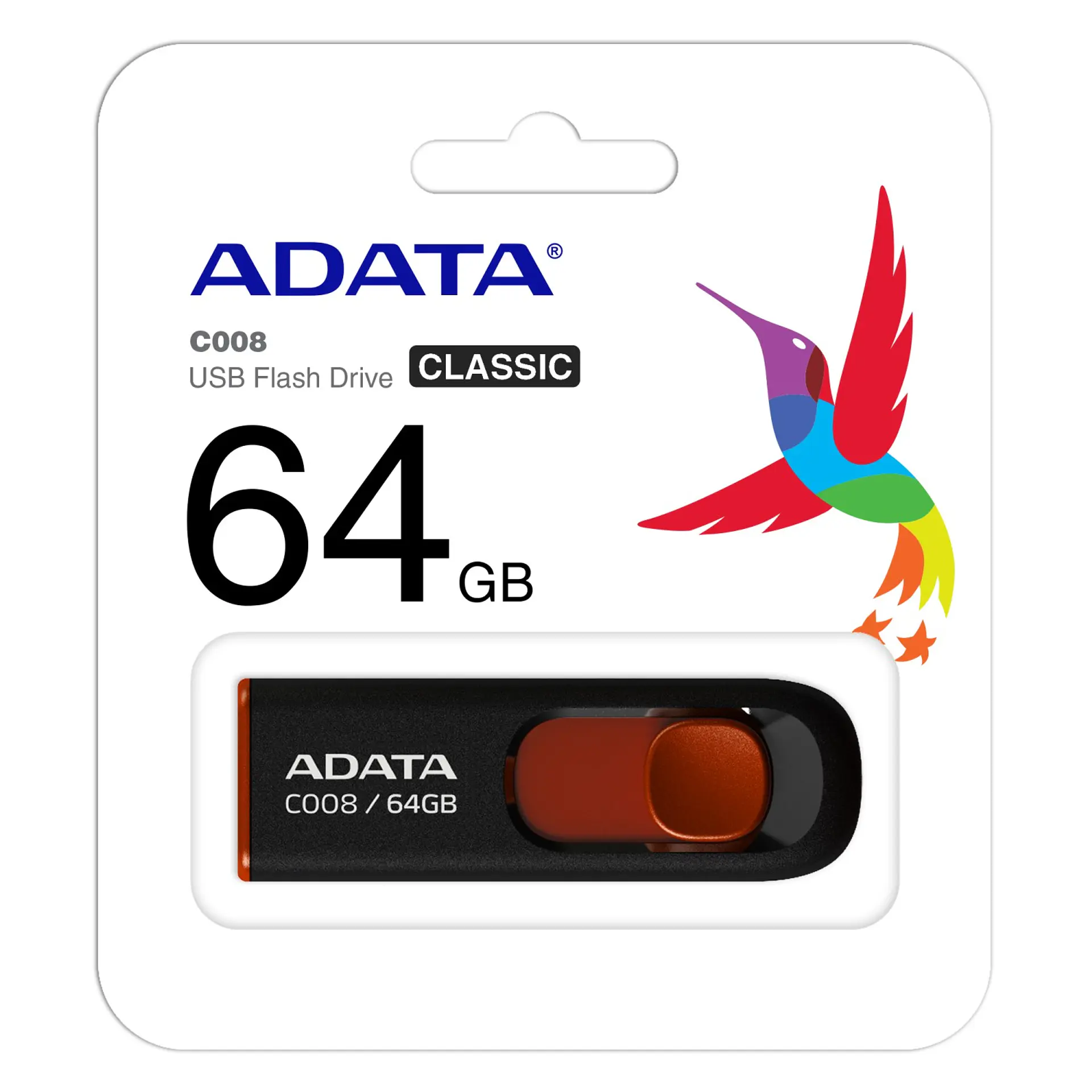 Pendrive 64GB Adata C008 Usb Negro/Rojo Classic 2