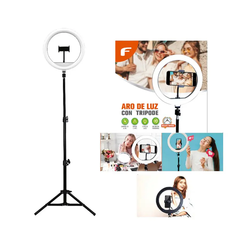Aro De Luz Led 26cm Con Tripode Fujitel 1