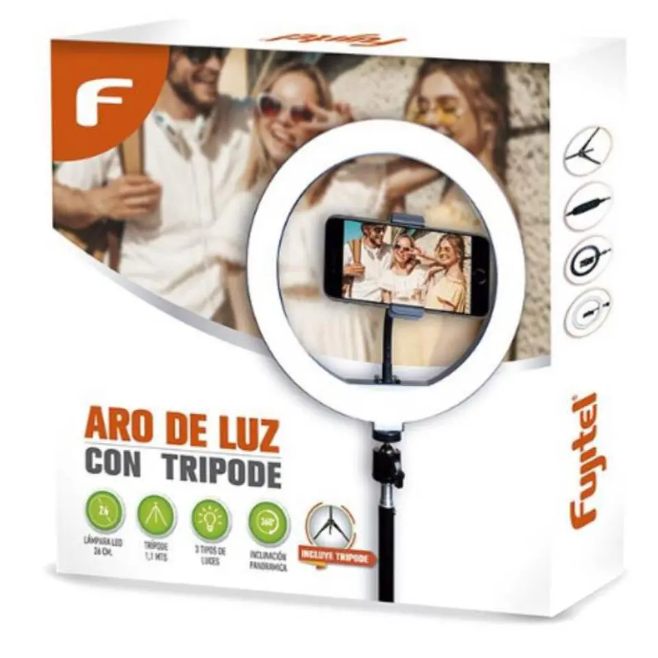 Aro De Luz Led 26cm Con Tripode Fujitel 4